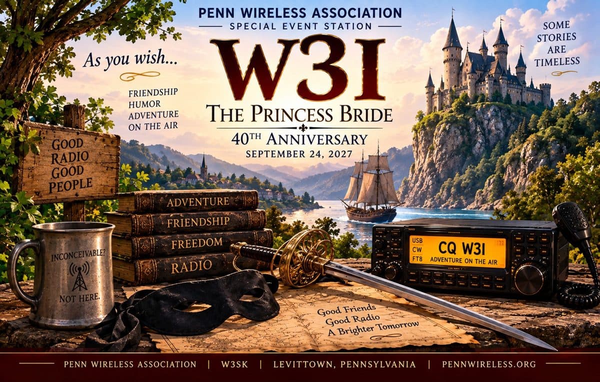 W3I QSL card: The Princess Bride 40th anniversary, September 24, 2027